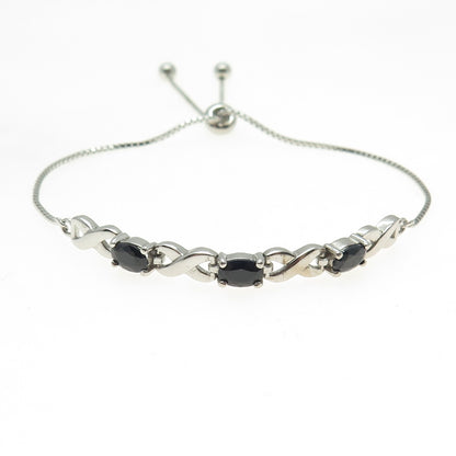 DBJ DEE BERKLE 925 Sterling Silver Sapphire Infinity Adjustable Bracelet 6-9.75"