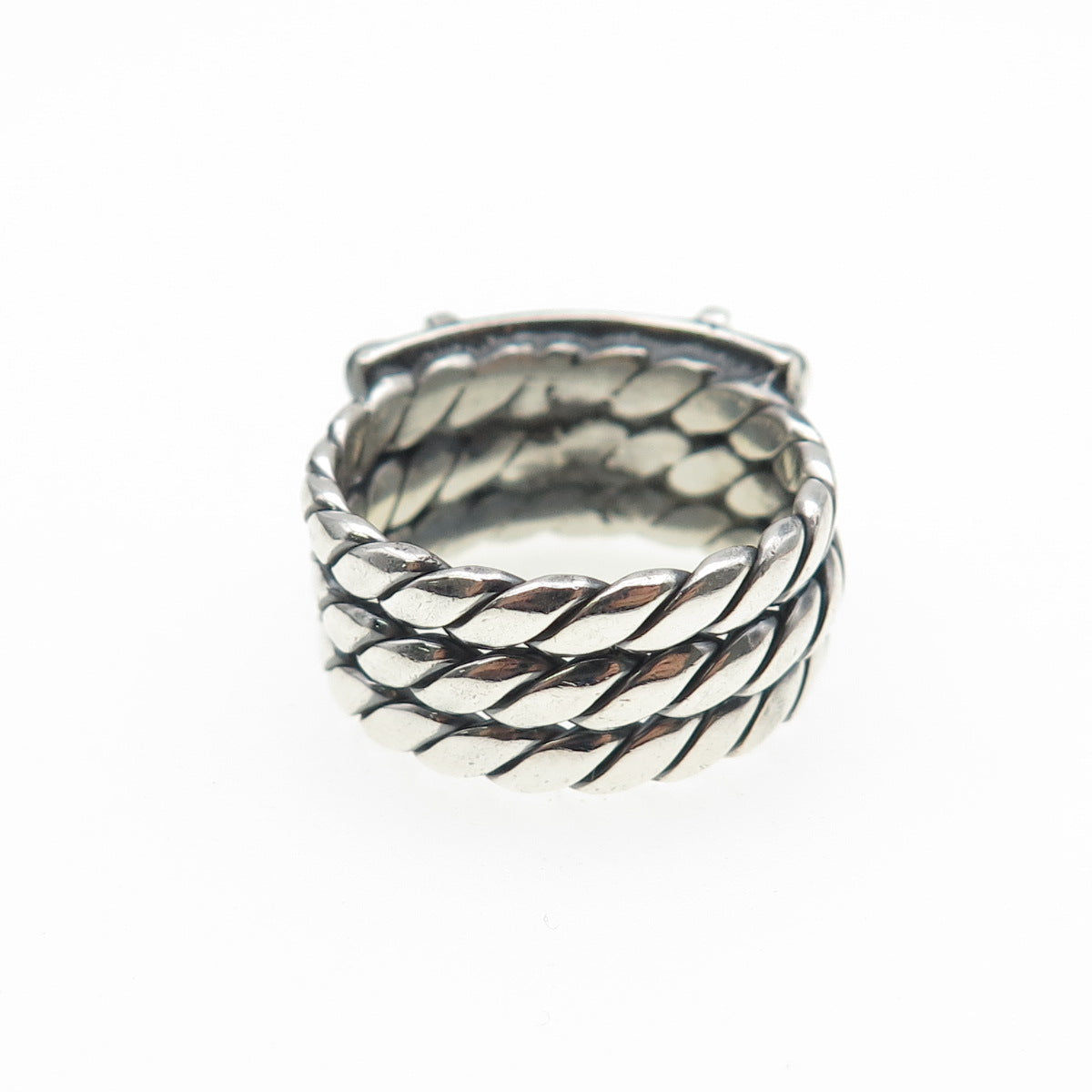 925 Sterling Silver Vintage Real Iolite Modernist Oxidized Ring Size 7.25