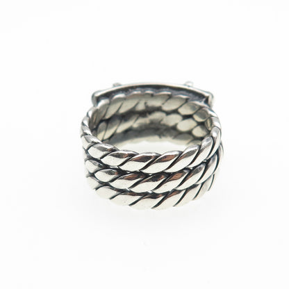 925 Sterling Silver Vintage Real Iolite Modernist Oxidized Ring Size 7.25