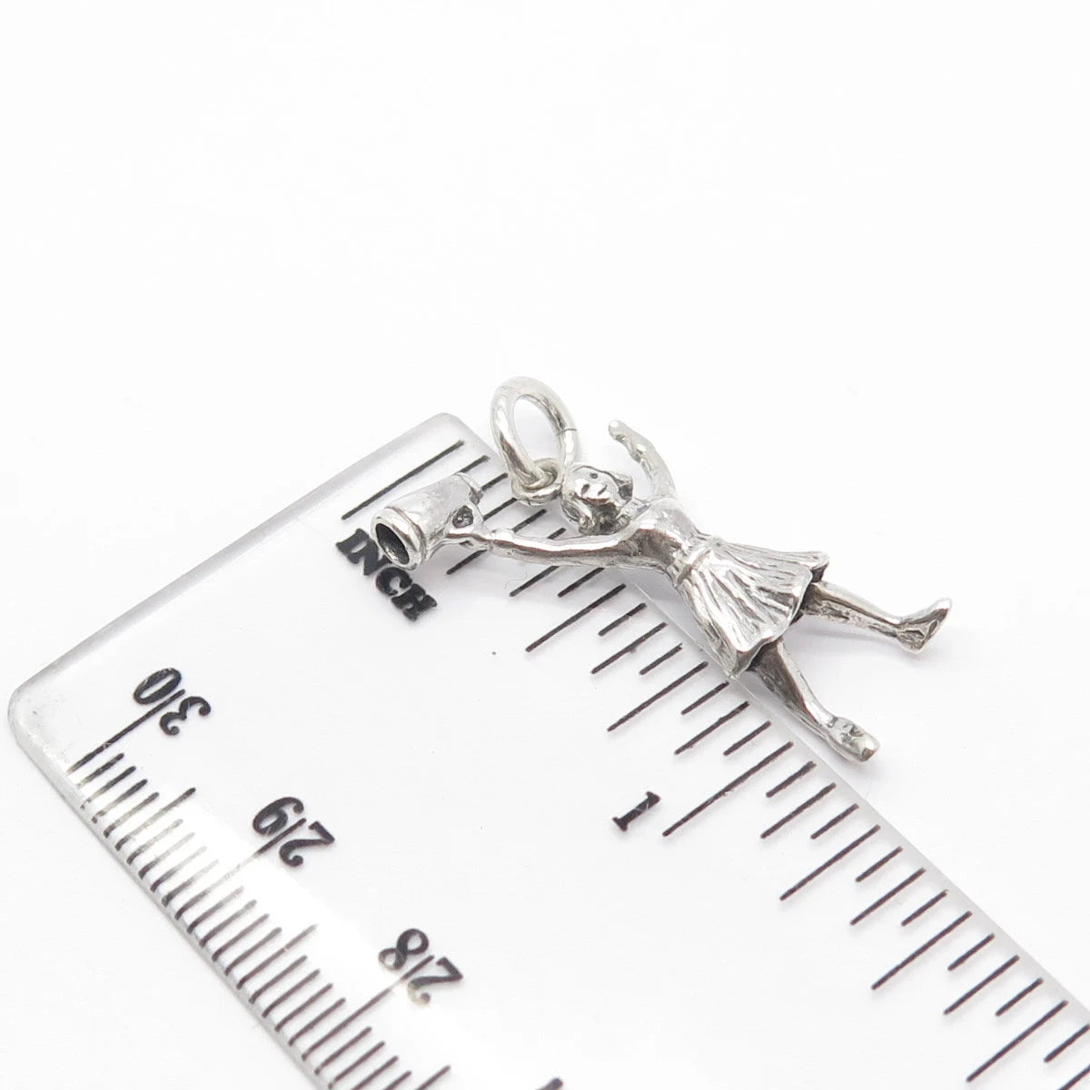 925 Sterling Silver Vintage Girl & Megaphone Pendant
