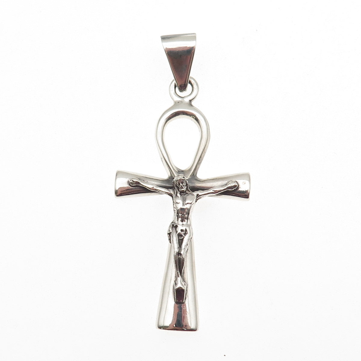 925 Sterling Silver Vintage Egyptian Ankh Crucifix Cross Charm Pendant
