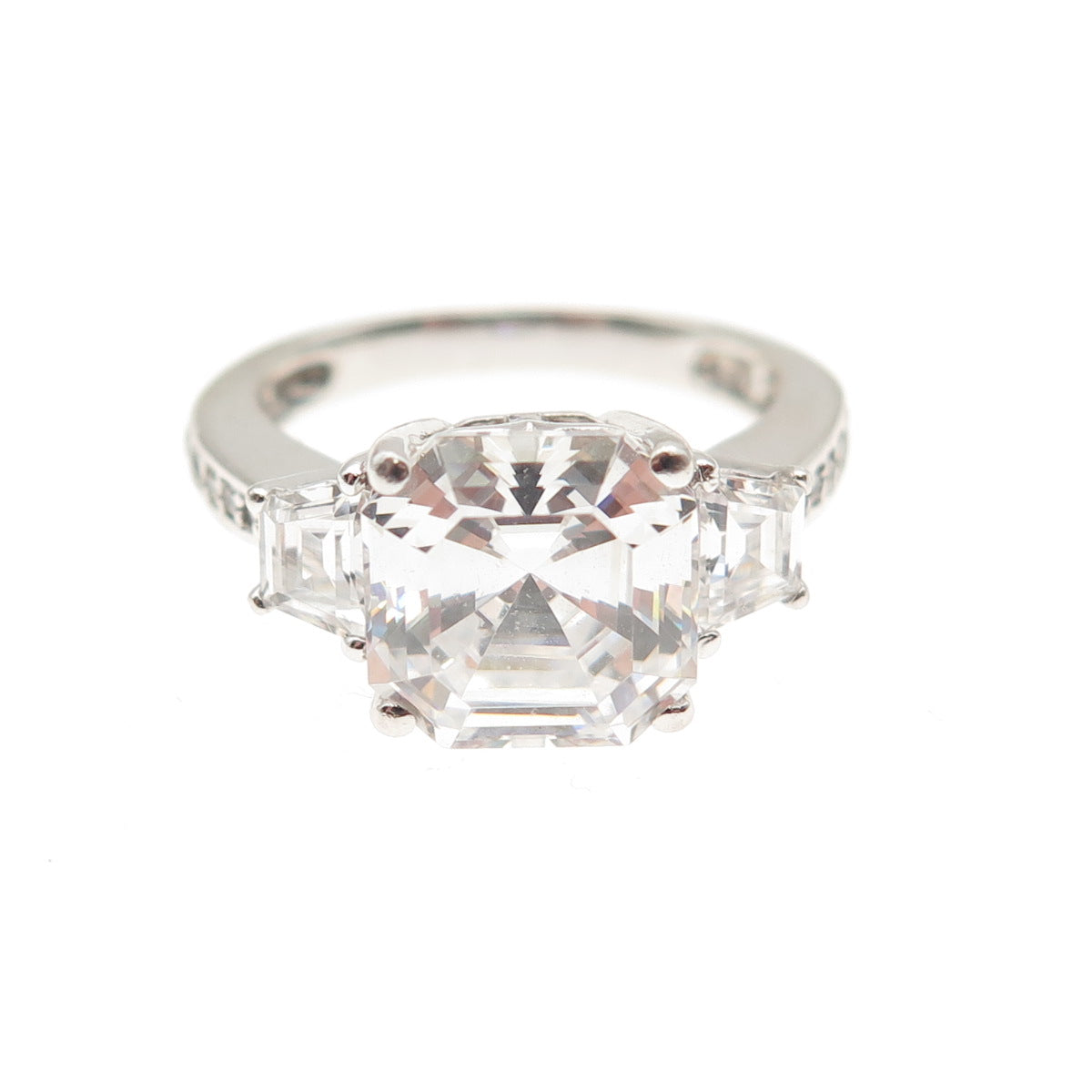 925 Sterling Silver Multi-Cut C Z Engagement Ring Size 5