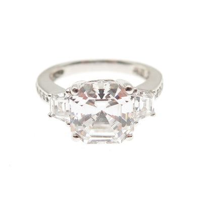 925 Sterling Silver Multi-Cut C Z Engagement Ring Size 5