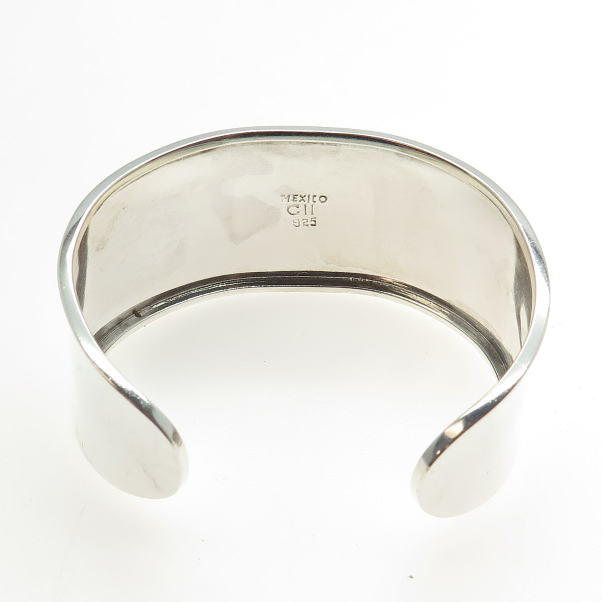 925 Sterling Silver Vintage Mexico Carnelian Gem Adjustable Cuff Bracelet 6.75"