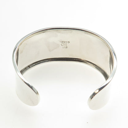 925 Sterling Silver Vintage Mexico Carnelian Gem Adjustable Cuff Bracelet 6.75"