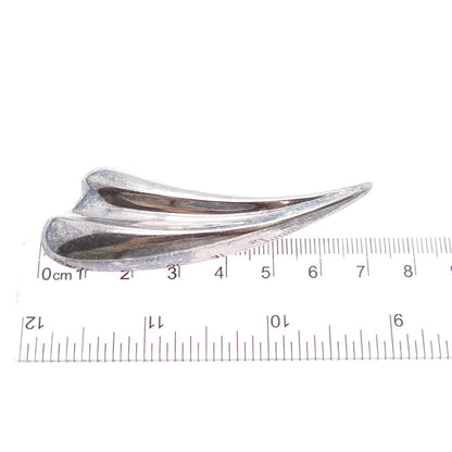 BAYANIHAN 925 Sterling Silver Vintage Modernist Claw Oxidized Pin Brooch