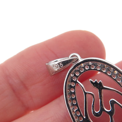 925 Sterling Silver Round-Cut C Z Allah Arabic Script Charm Pendant