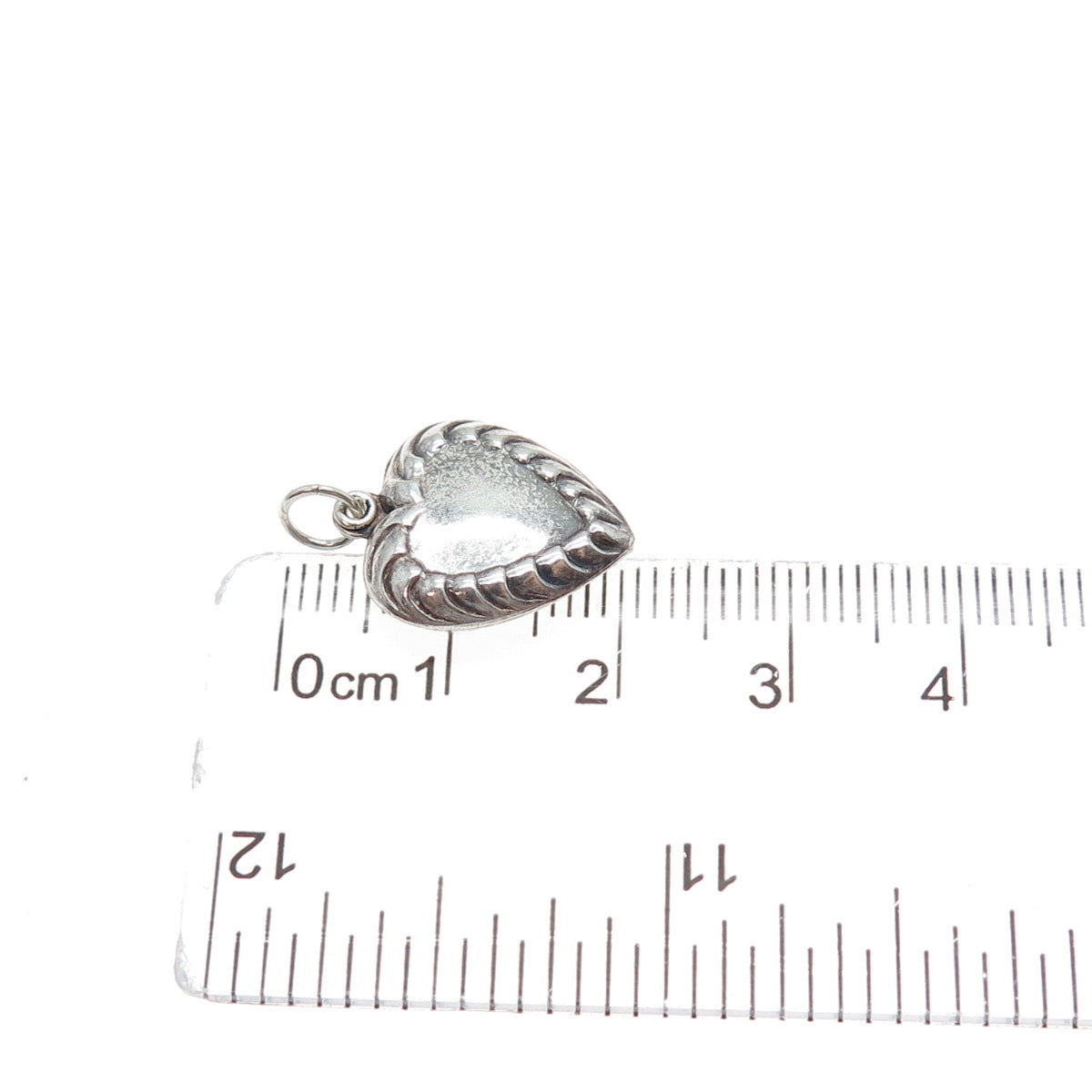925 Sterling Silver Antique Art Deco Heart Chatelaine Minimalist Charm Pendant