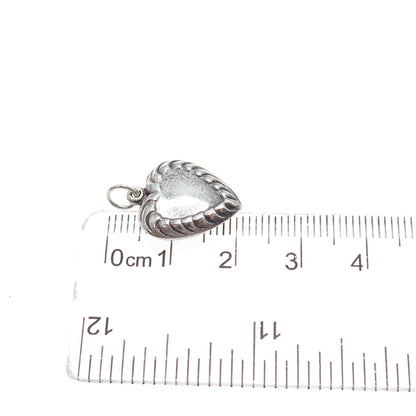 925 Sterling Silver Antique Art Deco Heart Chatelaine Minimalist Charm Pendant