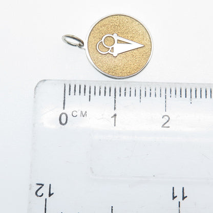 925 Sterling Silver Yellow Enamel Ice Cream Round Tag Minimalist Charm Pendant