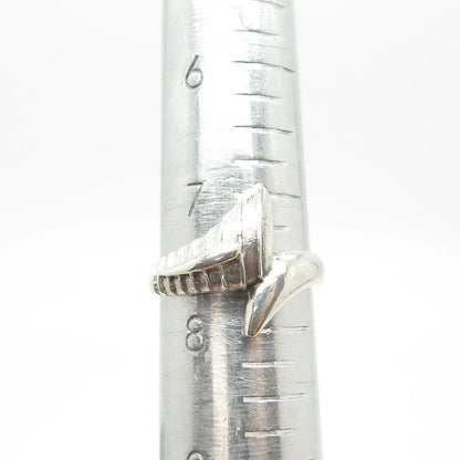 925 Sterling Silver Vintage Modernist Ring Size 7.75