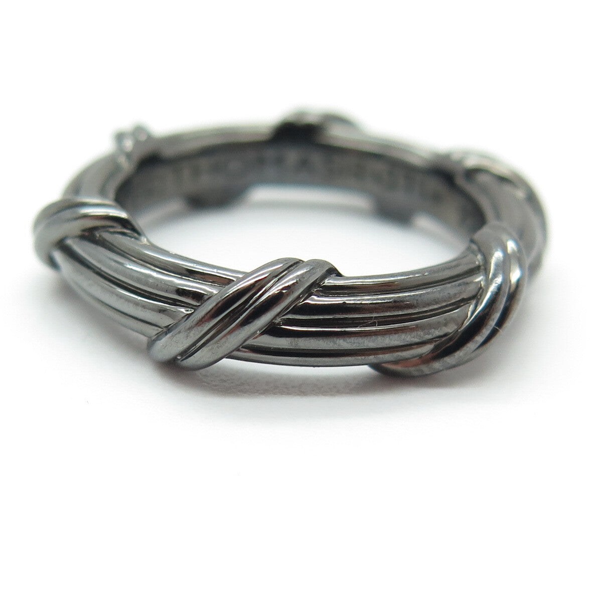 PETER THOMAS ROTH 925 Sterling Silver Black Rhodium Modernist Band Ring Size 7