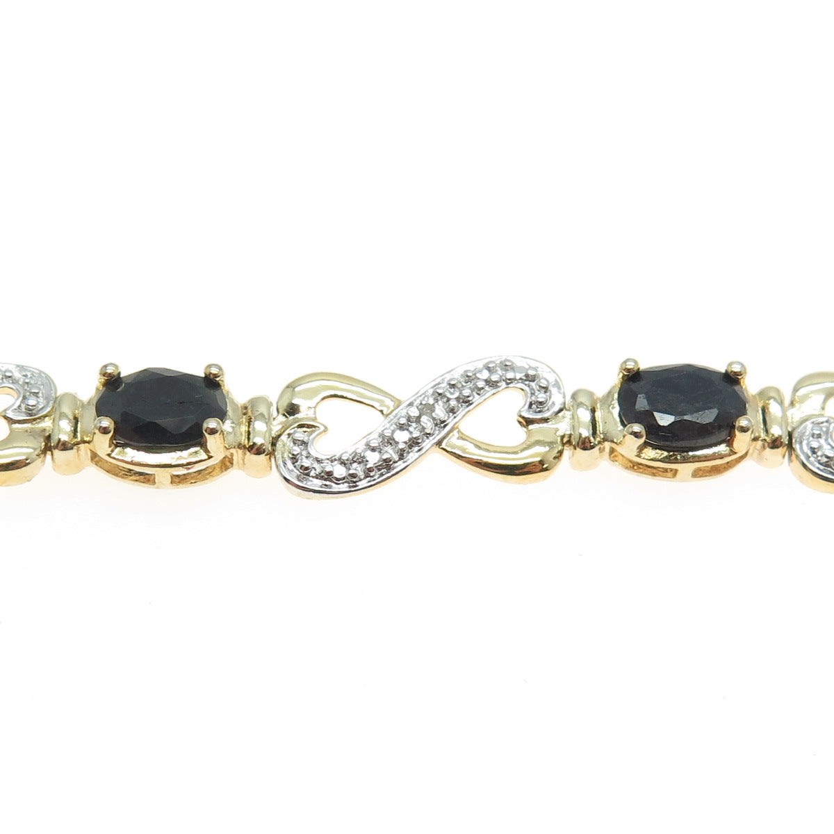 ROSS SIMONS Sterling 2-Tone Diamond Accent Sapphire Infinity Link Bracelet 7.25"