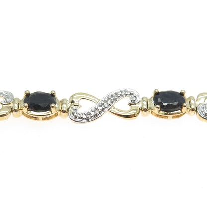 ROSS SIMONS Sterling 2-Tone Diamond Accent Sapphire Infinity Link Bracelet 7.25"