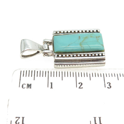 CHAPAL ZENRAY 925 Sterling Silver Vintage Real Turquoise Granulated Pendant