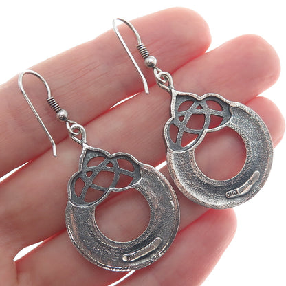 OLA M GORIE 925 Sterling Vintage Edinburgh Celtic Oxidized Dangle Earrings