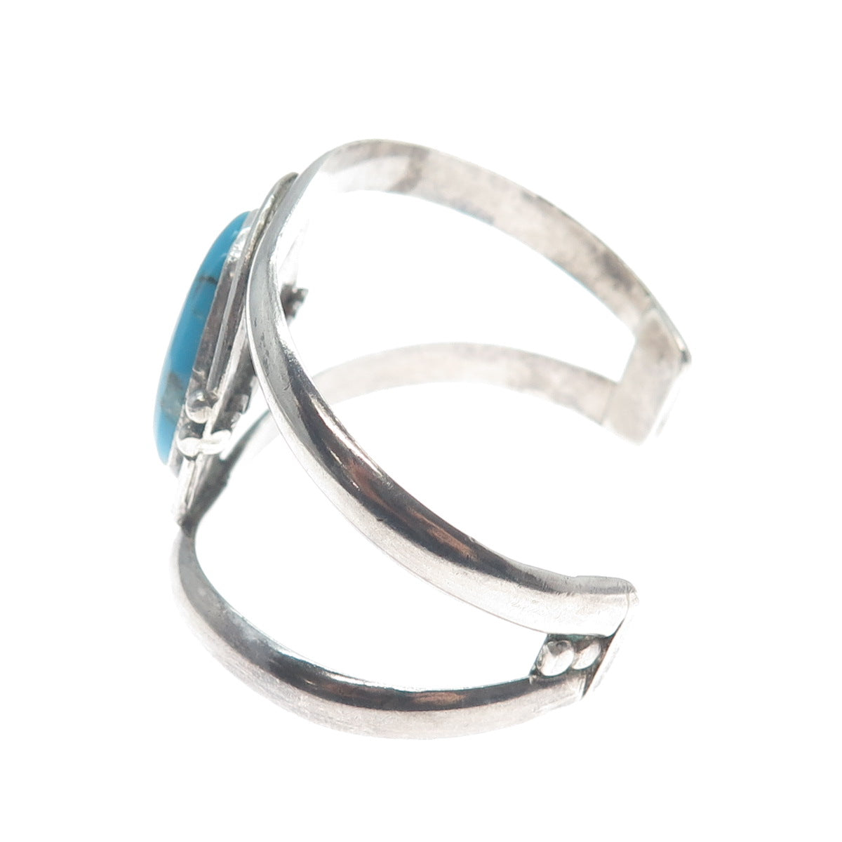 Old Pawn 925 Sterling Silver Vintage Bisbee Turquoise Adjustable Bracelet 6.25"