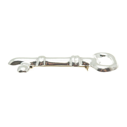 925 Sterling Silver Vintage Mexico Key Pin Brooch
