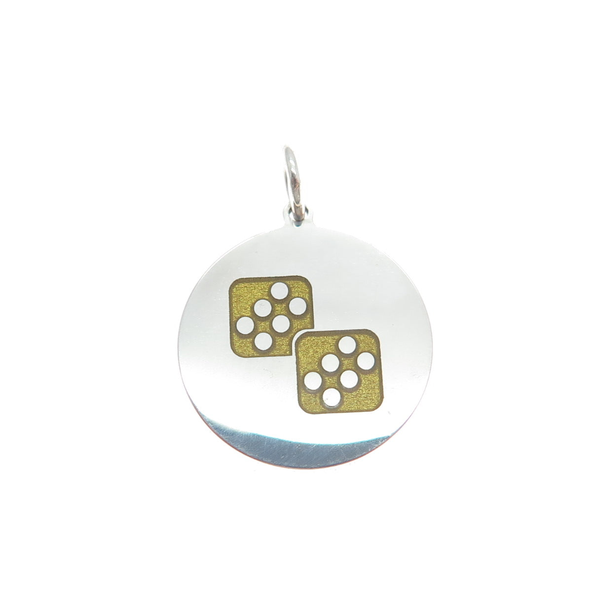 925 Sterling Silver Yellow Enamel Number 12 Lucky Dice Minimalist Charm Pendant