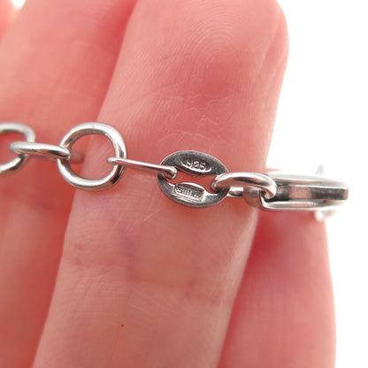 925 Sterling Silver Enamel Hearts & Clubs Key Dangle Charm Bracelet 7"