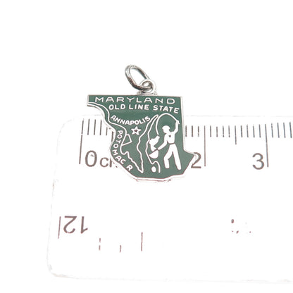 Griffith & Sons Sterling Silver Vintage Enamel Maryland State Mini Charm Pendant