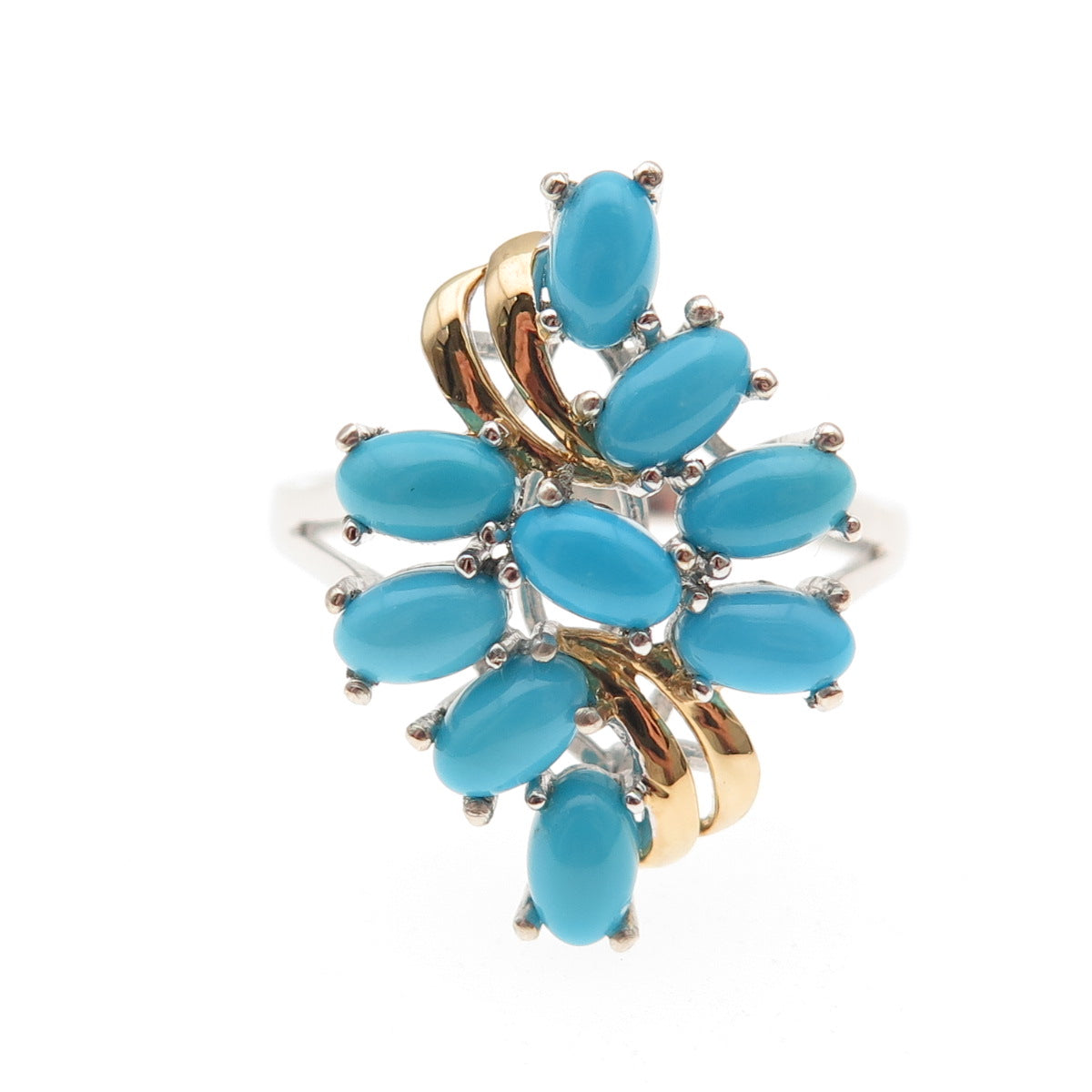 Chuck Clemency 925 Sterling 2-Tone Real Sleeping Beauty Turquoise Ring Size 8.25