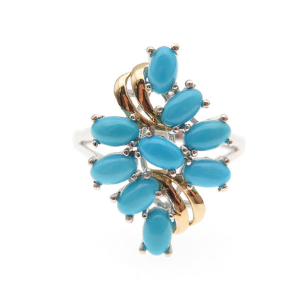 Chuck Clemency 925 Sterling 2-Tone Real Sleeping Beauty Turquoise Ring Size 8.25