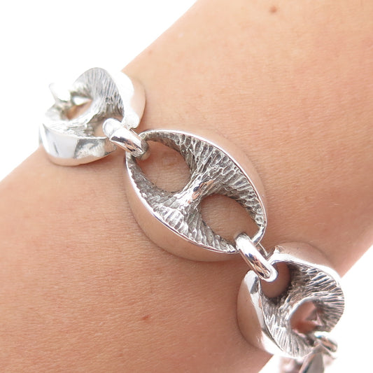 800 Silver Vintage Italy Anchor Mariner Link Oxidized Bracelet 6.75"