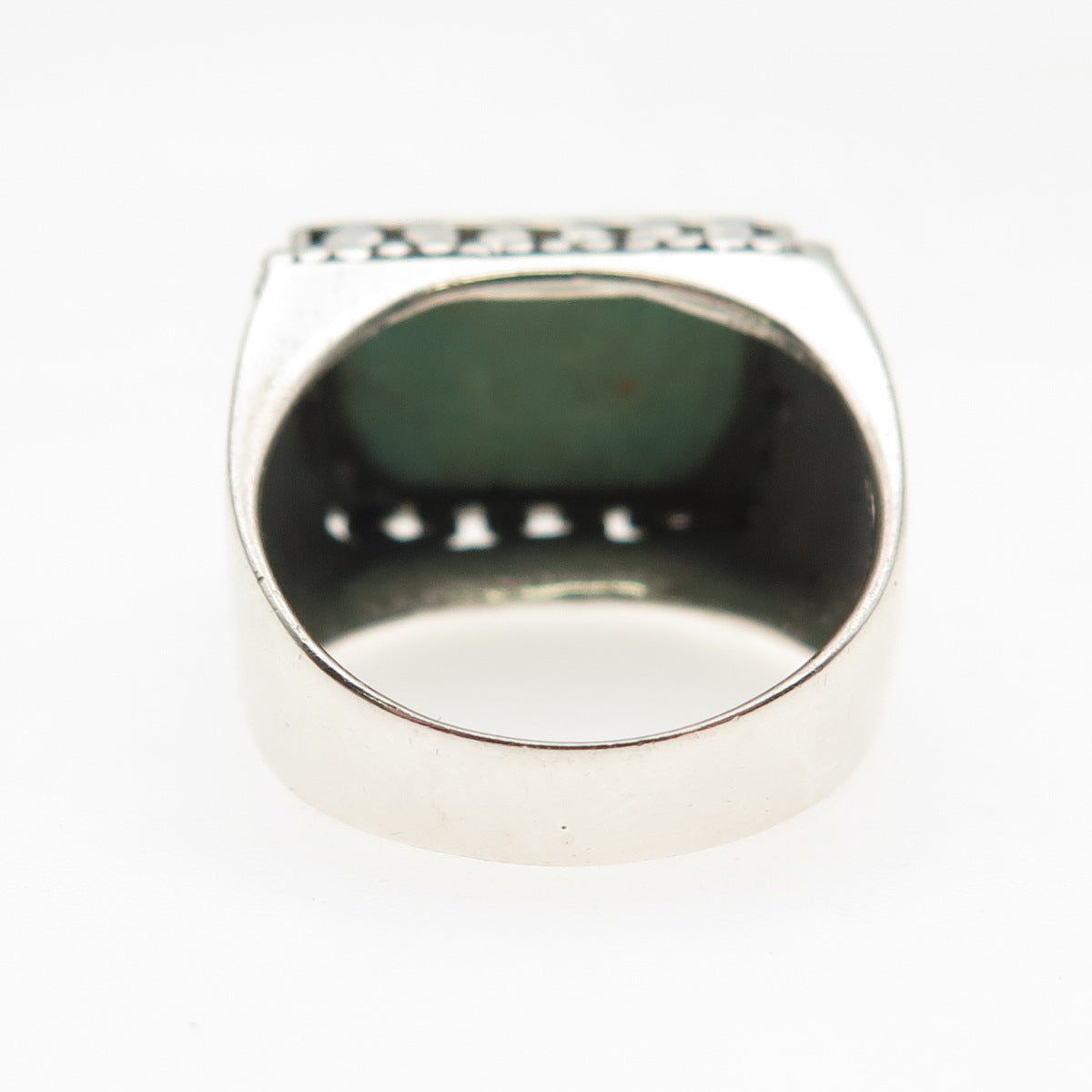 Sidney Evan 925 Sterling Silver Vintage Real Turquoise Oxidized Ring Size 8