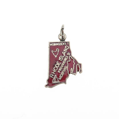 FRENCH & FRANKLIN 925 Sterling Silver Vintage Enamel Rhode Island Mini Pendant