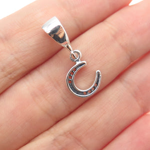 925 Sterling Silver Horseshoe Good Luck Slide Dangle Charm