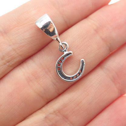 925 Sterling Silver Horseshoe Good Luck Slide Dangle Charm