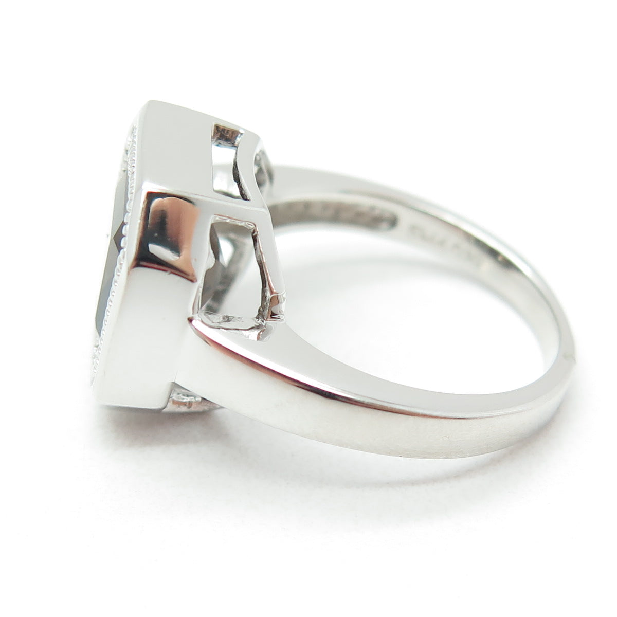 925 Sterling Silver Real Cushion-Cut Smoky Quartz Ring Size 7