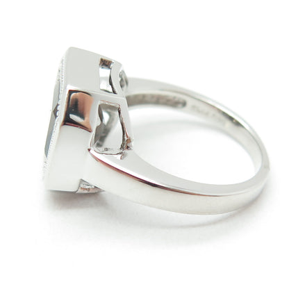 925 Sterling Silver Real Cushion-Cut Smoky Quartz Ring Size 7