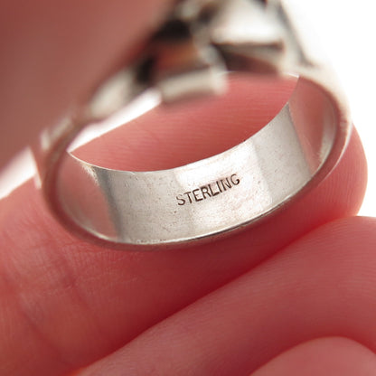 925 Sterling Silver Vintage Cross Oxidized Ring Size 5.75