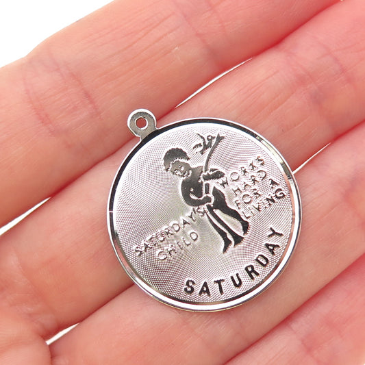 JAY POSON 925 Sterling Silver Vintage Saturday's Child Charm Pendant