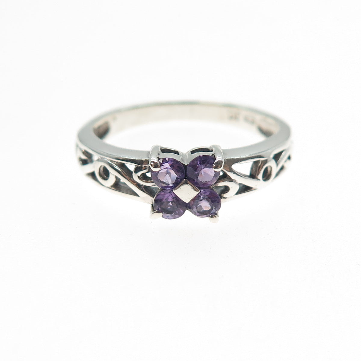 JACKSON HOLE 925 Sterling Silver Vintage Real Amethyst Swirl Ring Size 9