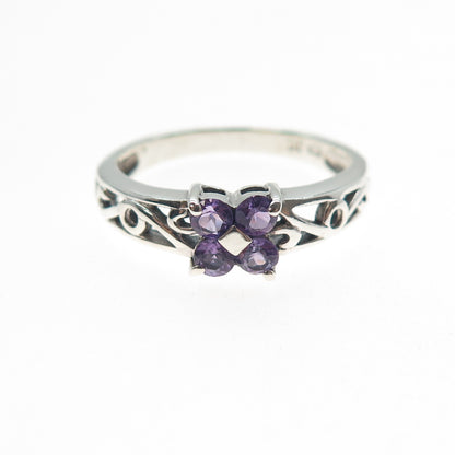 JACKSON HOLE 925 Sterling Silver Vintage Real Amethyst Swirl Ring Size 9