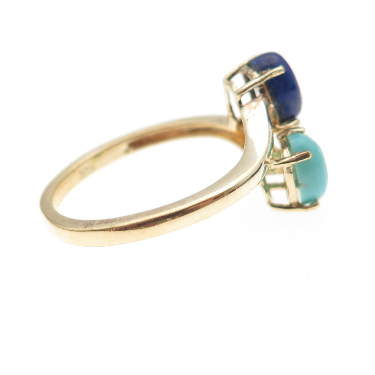 Chuck Clemency 925 Sterling Gold Plated Real Turquoise & Lapis Ring Size 8.25
