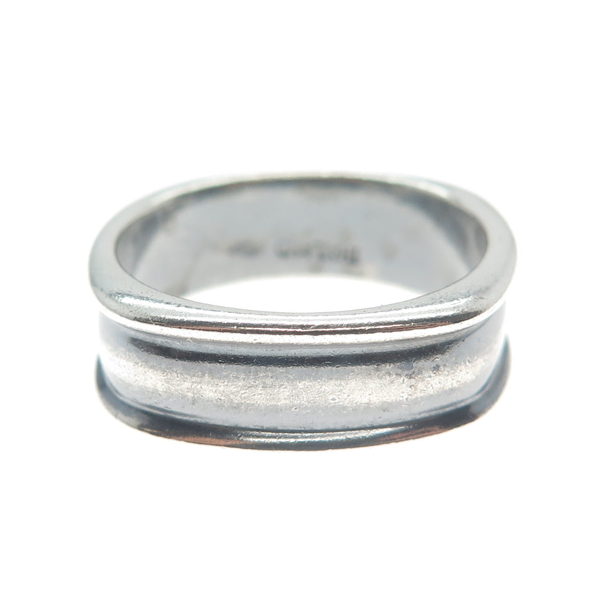 925 Sterling Silver Vintage Modernist Oxidized Band Ring Size 9.25