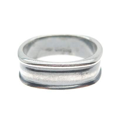925 Sterling Silver Vintage Modernist Oxidized Band Ring Size 9.25