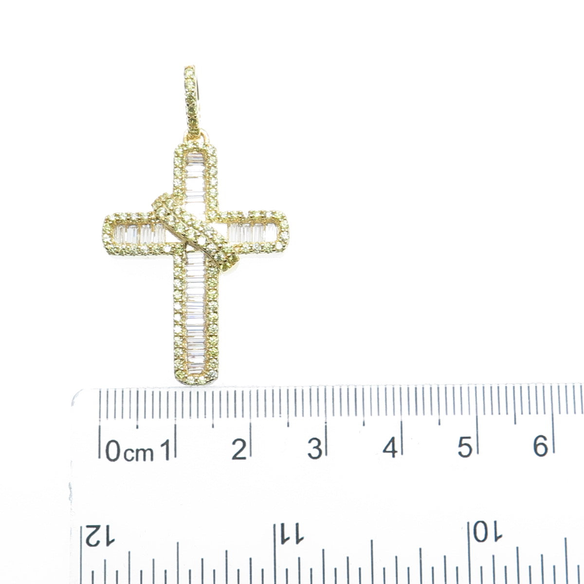 925 Sterling Silver Gold Plated Multi-C Z Cross Pendant