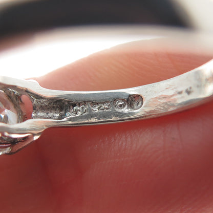 925 Sterling Silver Vintage Round-Cut C Z Engagement Ring Size 7