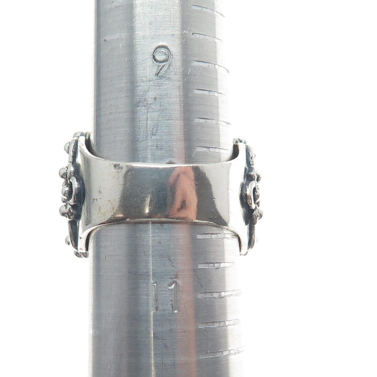 925 Sterling Silver Vintage Lone Mountain Turquoise Sun Oxidized Ring Size 10.5