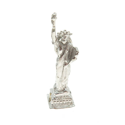 925 Sterling Silver Vintage Lemon Glass Statue of Liberty 3D Pendant