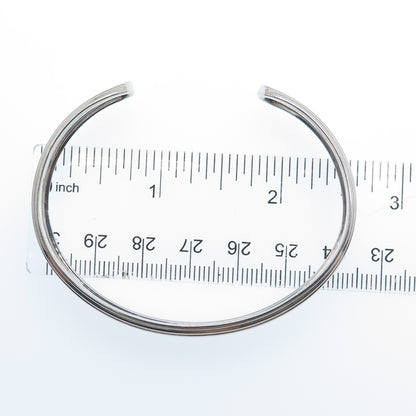 925 Sterling Silver Vintage Modernist Adjustable Cuff Bracelet 7"