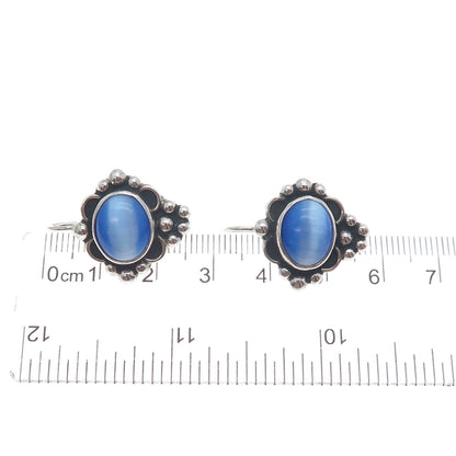 ATI ANNIKA WITT Sterling Silver Vintage Mexico Fiber Optic Cat's Eye Earrings