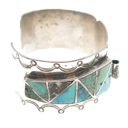 Old Pawn Sterling Vintage Multi-Turquoise Adjustable Watch Band Bracelet 6.5"