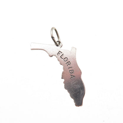 Beau 925 Sterling Silver Vintage Florida State Map Charm Pendant