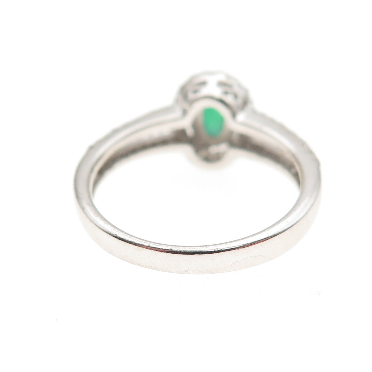 925 Sterling Silver Real Opal & C Z Ring Size 5.25